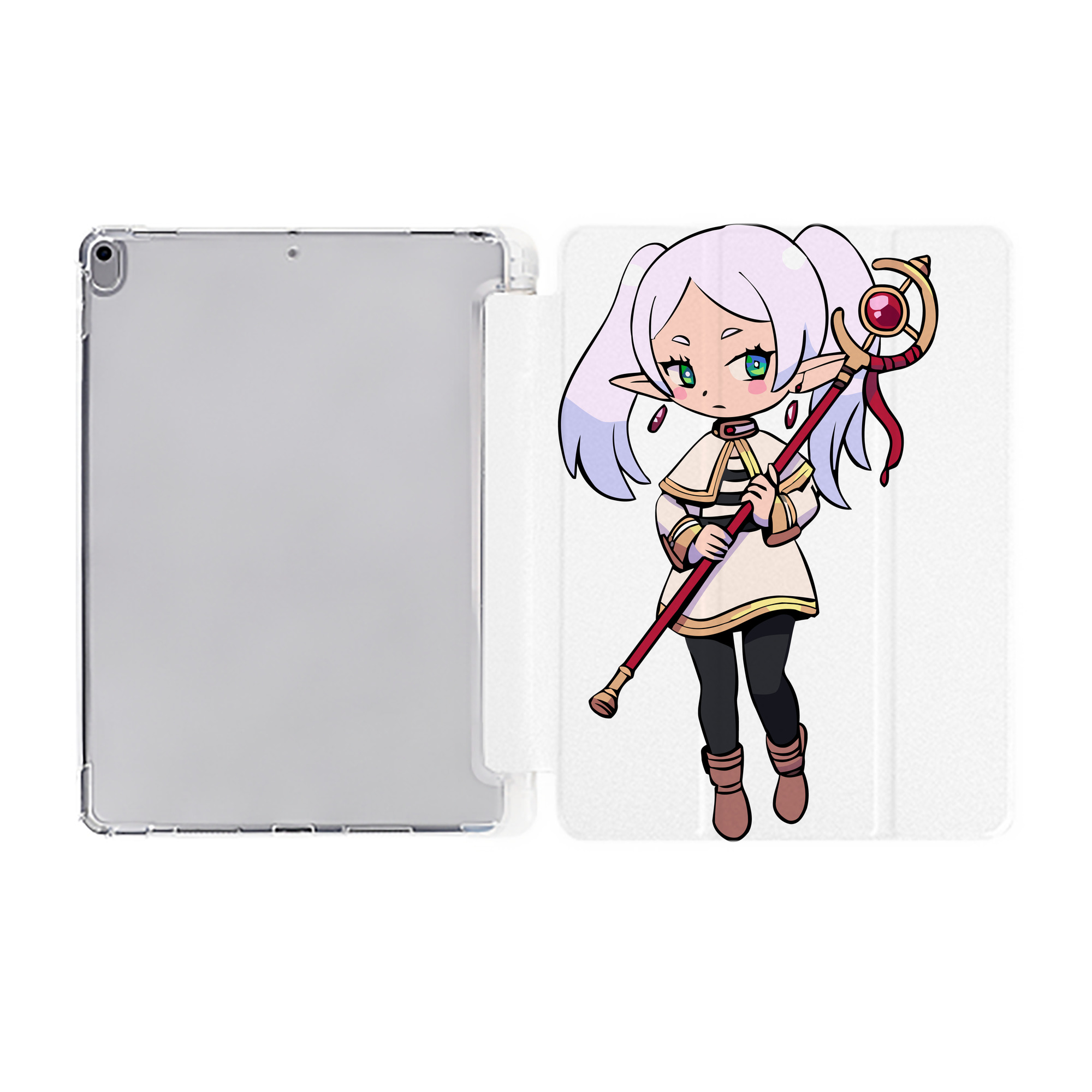 （画像用） 葬送のフリーレン Frieren IPad ケース ペン収納付き 三つ折りスタンド PUレザー×シリコン 対応機種9.5/10.5/10.9インチ